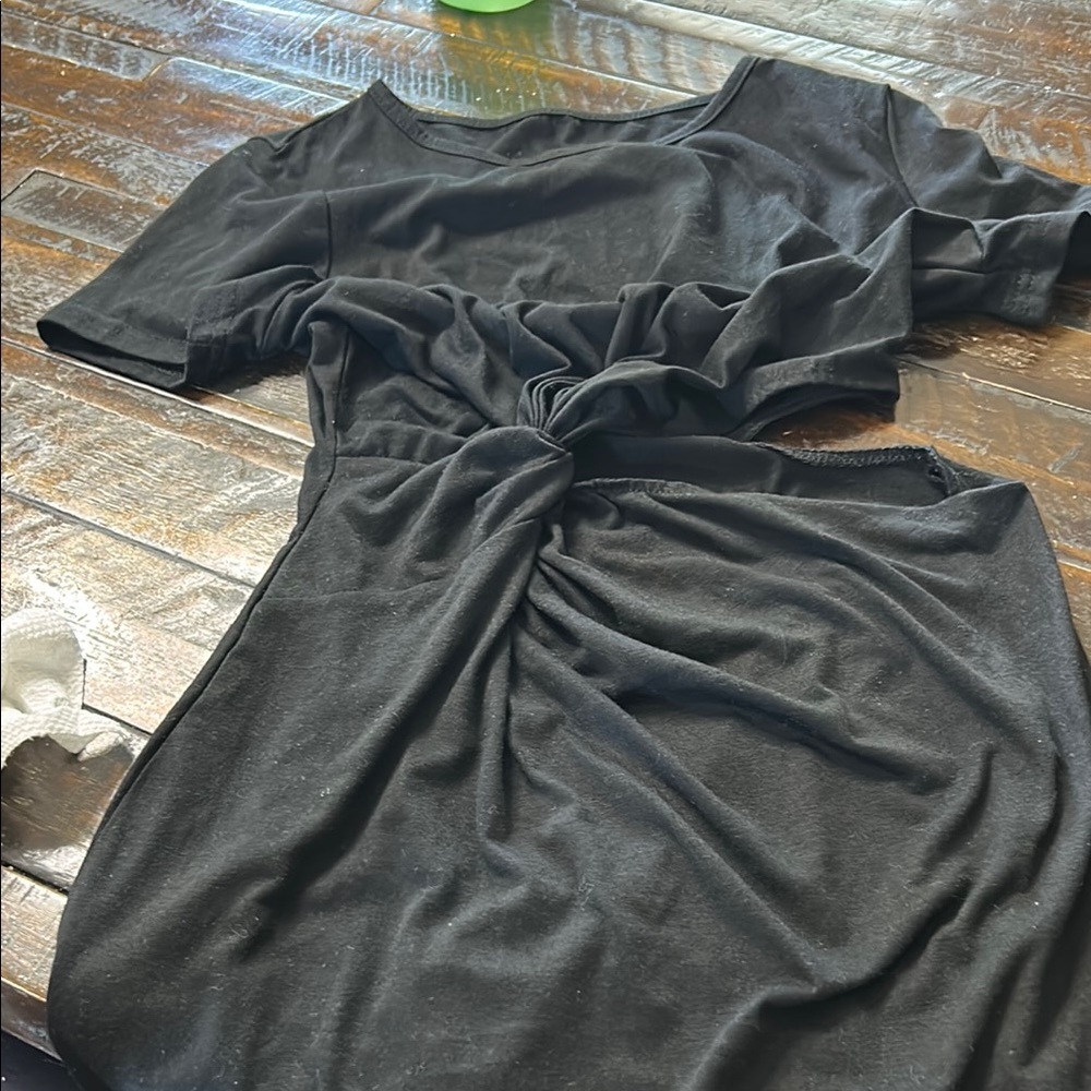 SHEIN Black Asymmetrical Sheath Dress Short Sleeve